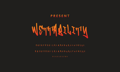 Alphabet in street graffiti style, hand drawn. vector graffiti alphabet on isolated black background.