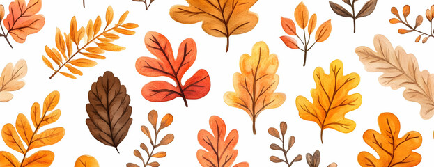 Autumn leaf watercolor pattern