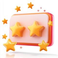 Obraz premium Colorful Three-Dimensional Stars and Buttons on a Gradient Background for Digital Design or Interface Use