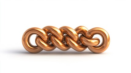 Shiny Metal Chain Link with a Sleek Modern Design on a White Background. Generative AI