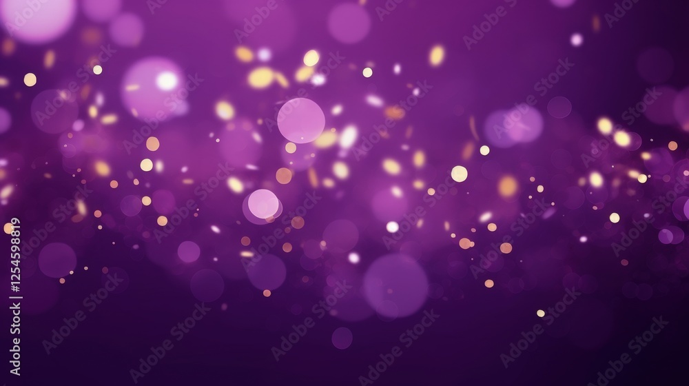 Poster abstract festive purple background with soft bokeh lights and gentle shimmering effects for creative