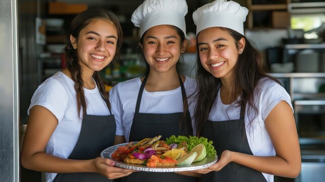 female chefs in kitchen smiling