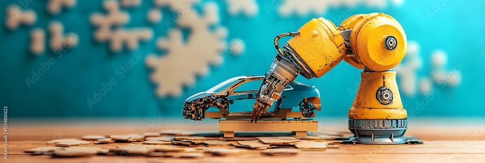 Leinwandbilder robotic arms meticulously assembling cars in a highly automated and technologically advanced industr