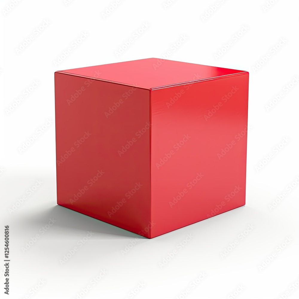 Poster a simple red cube on a white background, showcasing geometric design and color. isolated on white ba