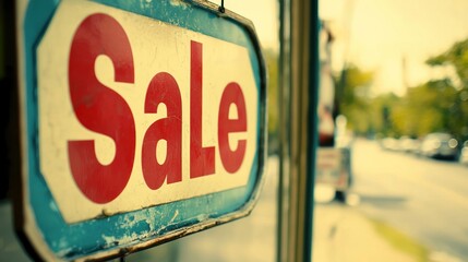 Vintage Sale Sign in a Shop Window