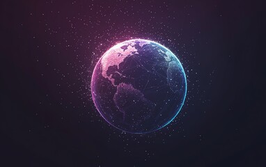 Fototapeta premium Global network concept, vector globe with interconnected lines, symbolizing worldwide communication and internet connectivity, abstract tech background