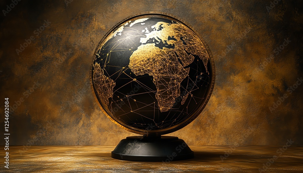 Poster illustration of an abstract world globe with interconnected lines, representing internet connectivit