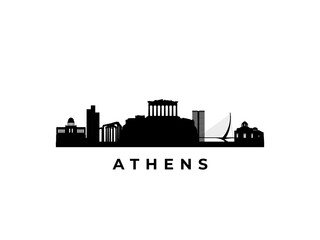 Vector Athens skyline. Travel Athens famous landmarks. Business and tourism concept for presentation, banner, web site.