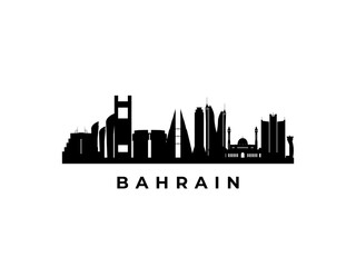 Fototapeta premium Vector Bahrain skyline. Travel Bahrain famous landmarks. Business and tourism concept for presentation, banner, web site.