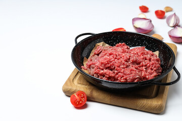 Ground meat, concept of cooking tasty meat food