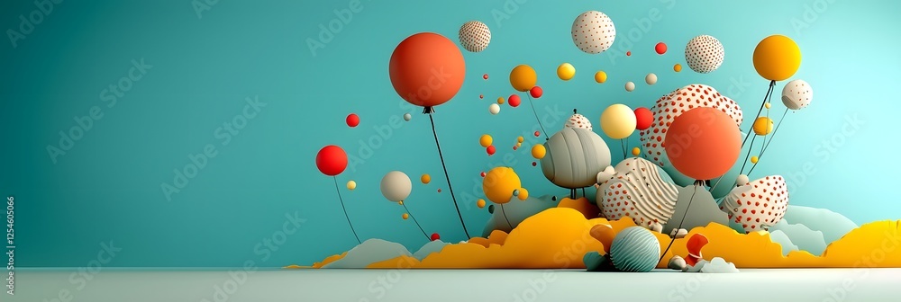 Leinwandbilder striking arrangement of floating geometric spheres in a variety of pastel color tones creating a sur