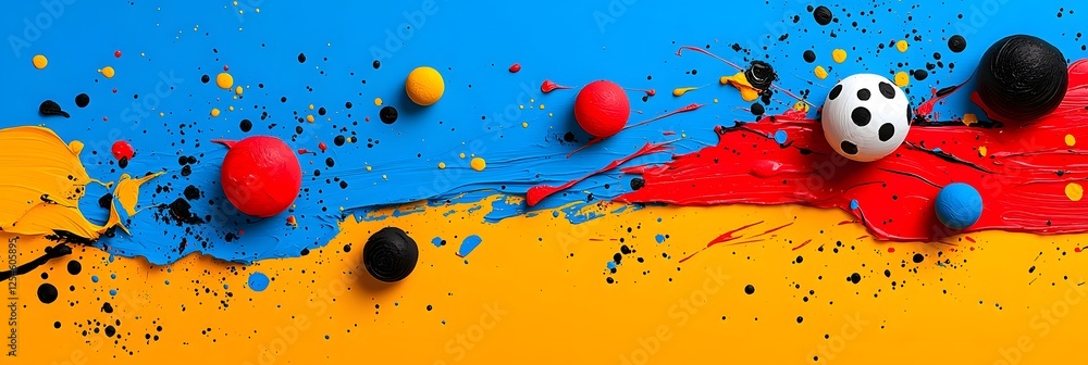 Poster Stunning abstract fluid art with vibrant color swirls blending in dynamic flowing motion  Colorful paint splashes and expressive brushstrokes create a captivating