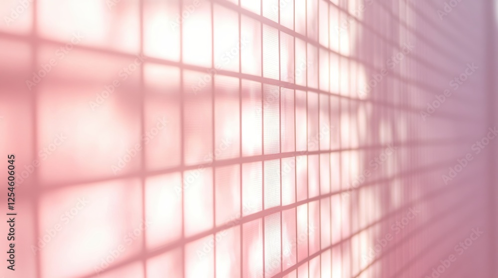 Poster soft light through window creates abstract pattern on pink wall for background or overlay