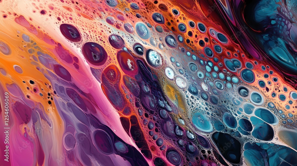 Poster abstract fluid art with vibrant colors and organic shapes creating a mesmerizing texture
