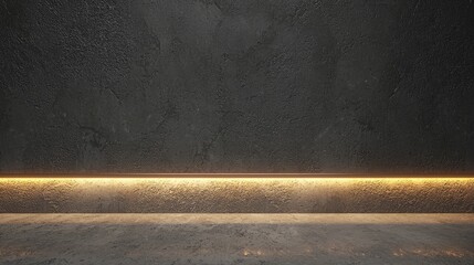 Dark textured wall with illuminated base, creating a modern atmosphere for presentations