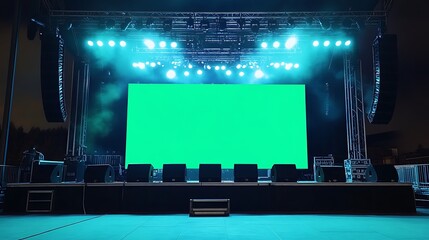 Empty Concert Stage with Green Screen