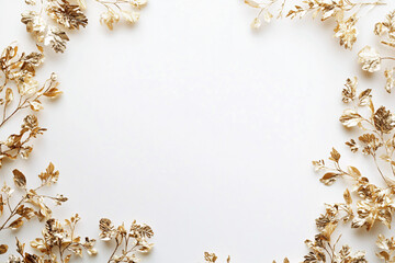 gold leaf frame white background luxury elegant minimalist design