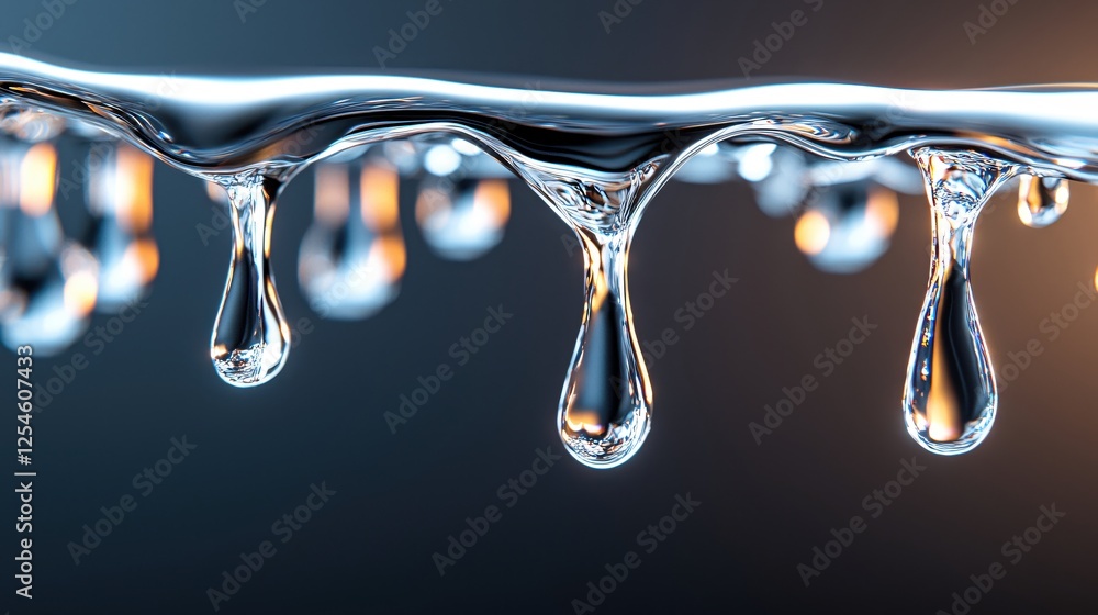 Poster liquid transparency capturing reflections and refractions in a viscous fluid with orange glow