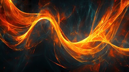 Fototapeta premium Abstract fractal art depicting fiery energy waves flowing in a dark cosmic space design