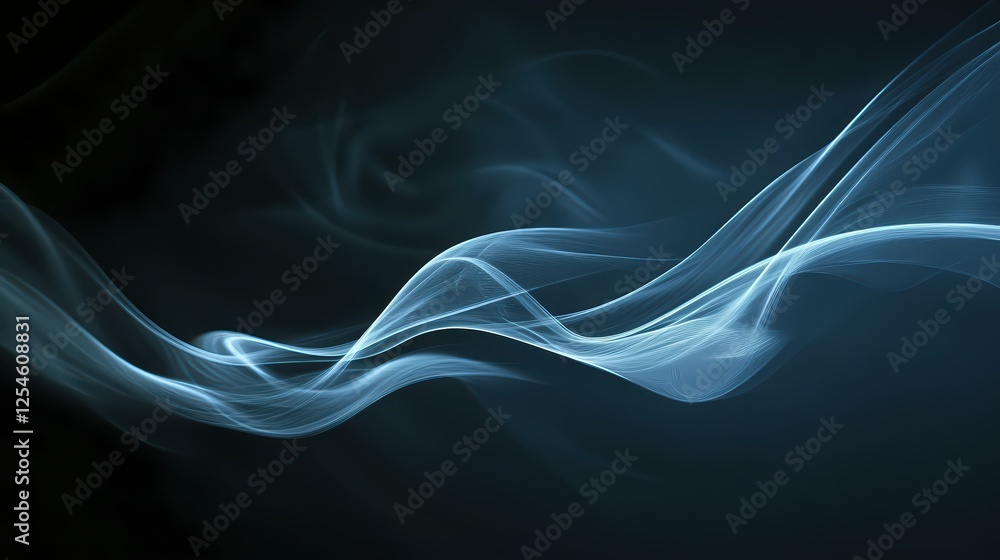 Poster abstract flowing light waves on dark background creating a sense of movement and energy