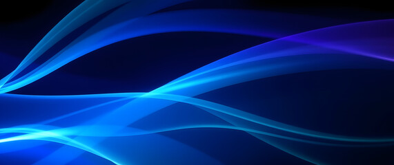 Naklejka premium Abstract blue and purple glowing waves on a dark background