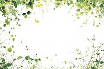 green leaf frame border isolated on white background for spring summer design