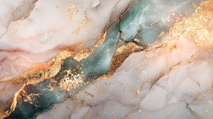 Fototapeta premium Elegant Fusion of Marble Background with Gold and Turquoise for Creative Design Projects