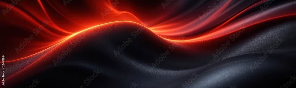 Poster abstract red and black flowing waves with soft light patterns