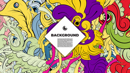 Colorful doodle art with various elements. it is suitable for background, book cover, cover, template, flayer, summer project. it is also useful for coloring book project.