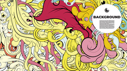 Colorful doodle art with various elements. it is suitable for background, book cover, cover, template, flayer, summer project. it is also useful for coloring book project.