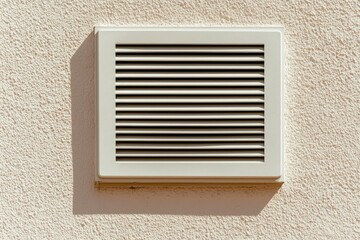 Wall air vent, residential heating and cooling system. Background is textured wall