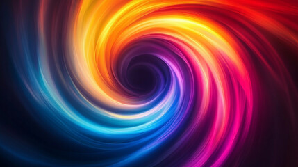 A futuristic neon rainbow smooth spiral circle representing a dynamic flow, symbolizing change, progress, and innovation. The blurred background suggests endless possibilities and a bright future.

