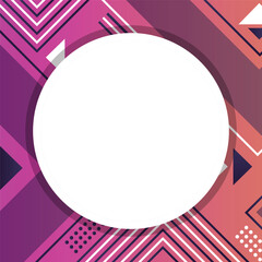 A circle with a white background and a pink and blue design