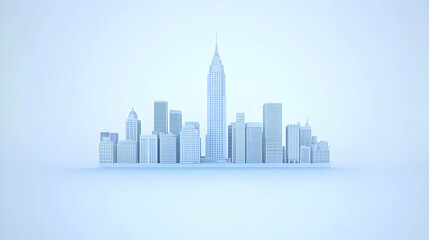 Fototapeta premium Modern City Skyline 3D Illustration