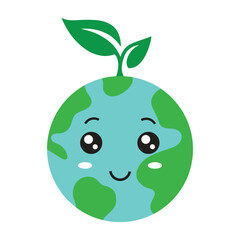 Earth Drawing Cute Cartoon Earth Day Clip Art Illustration for go green event