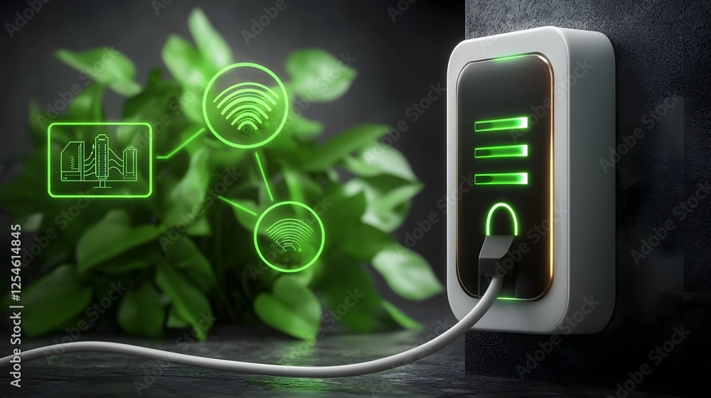 Aufkleber representation of innovative sustainable energy technology featuring a close up view of a white powe