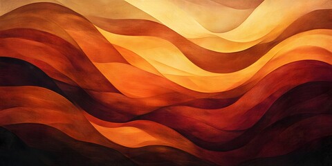 Obraz premium Striking Visual of Intertwined Waves in Warm Tones of Red, Orange, and Yellow for Artistic Exploration