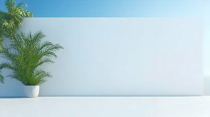 Minimalist 3D Render of Plants Against a Wall