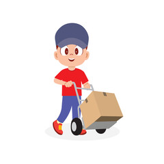 Smiling Young Boy Working as a Courier