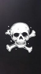 A bold and striking illustration of a skull and crossbones on a dark background, symbolizing danger