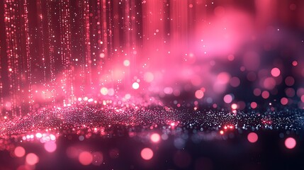 Abstract visualization of vibrant pink and purple light particles cascading in a digital space