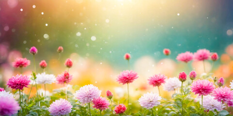 Obraz premium Dreamy Pink and White Dahlias in a Sunlit Garden