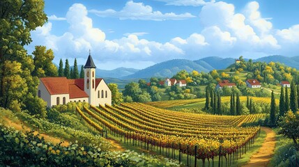 Naklejka premium A wine vineyard advertising wine tastings and scenic vineyard tours digital