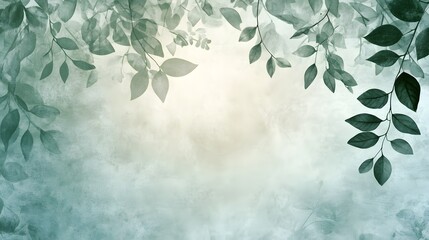 Dreamy Abstract Representation of Leaf Silhouette with Soft Background and Gentle Green Tones
