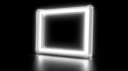 Illuminated square frame glowing against a dark background, creating a modern aesthetic