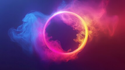 Colorful smoke ring abstract background, design element