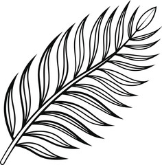 Obraz premium Elegant Black and White Palm Leaf Line Art Illustration