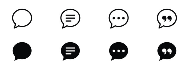 Chat Icon Set. Minimalistic, Flat Design, Line Icons for Mobile Apps, Websites, and Software. Essential UI Elements in Trending Styles.  Fully scalable and customizable for print and digital.