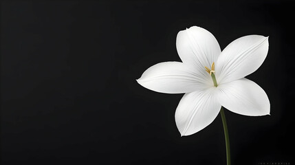 Elegant white flower, dark background, studio shot, sympathy card