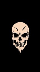 Stylized skull illustration with intricate details on a solid black background, suitable for graphic design
